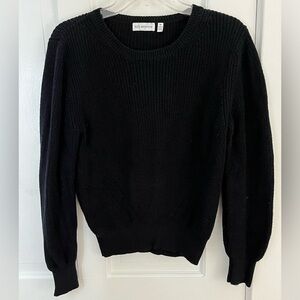 525 America Puff Balloon Bishop Sleeve Black Cotton Knit Sweater Size M